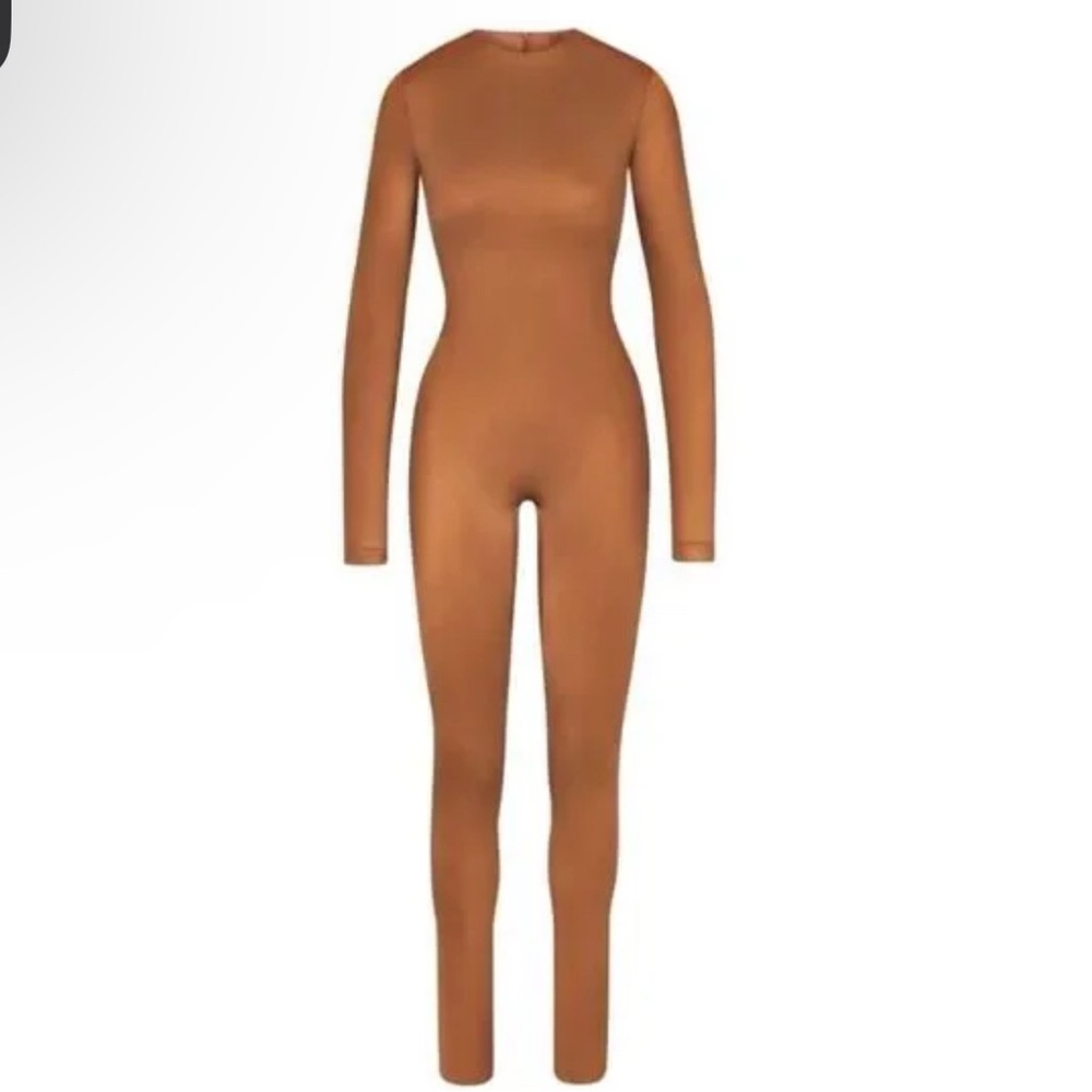 SKIMS ALL-IN-ONE SHINE CREW NECK LONG SLEEVE ONESIE Catsuit Jumpsuit